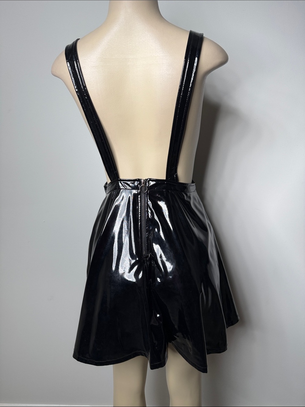 Hot Topic Black Patent Faux Leather Pinafore Dress - Picture 8 of 8